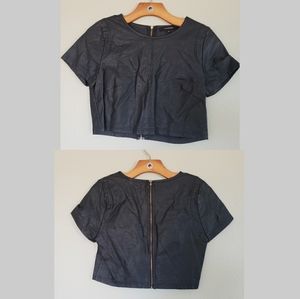 Olivaceous Leather Crop Top